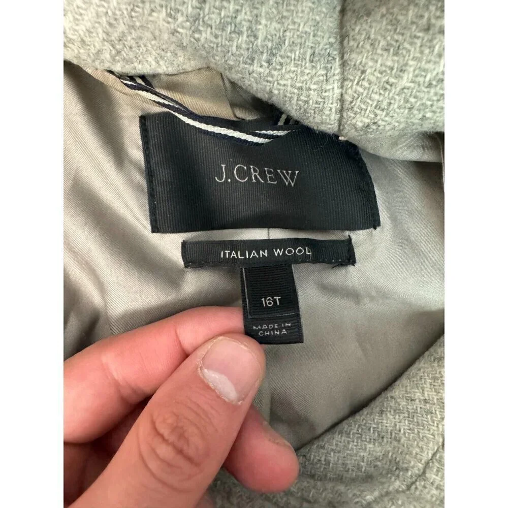 J. Crew Womens‎ Italian Wool Hooded Long Sleeve Full Zip Grey Chateau Parka 16 T